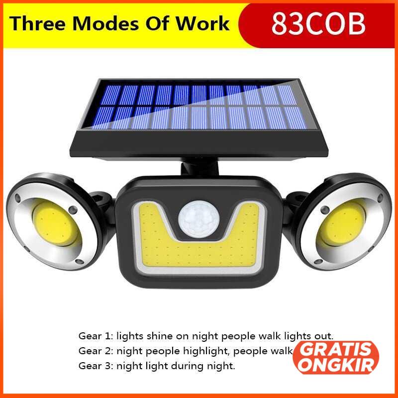 Lampu Solar Panel Sensor Gerak PIR Waterproof 83 COB - 208ABS