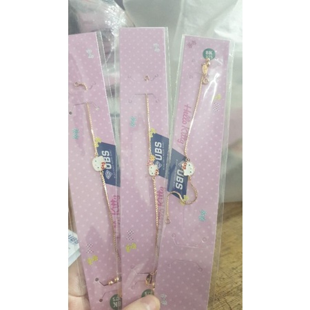 Gelang serut hello kitty emas asli 375 8K 17 cm 17cm anak dewasa remaja