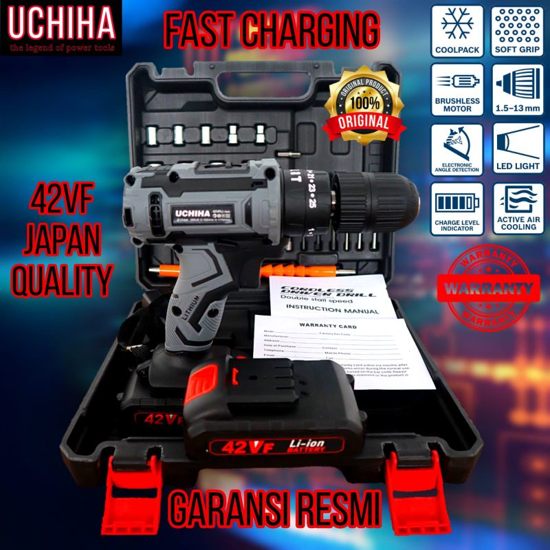 Bor batrai cordless 42v Uchiha drill beton Uchiha Japan teknologi