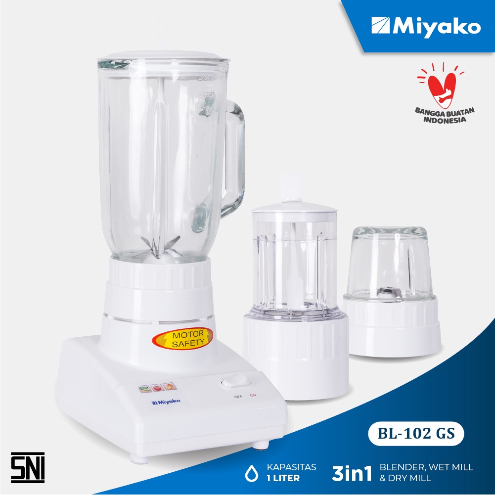 MIYAKO Blender Kaca / Gelas BL-102 GS 3 in 1 Garansi resmi