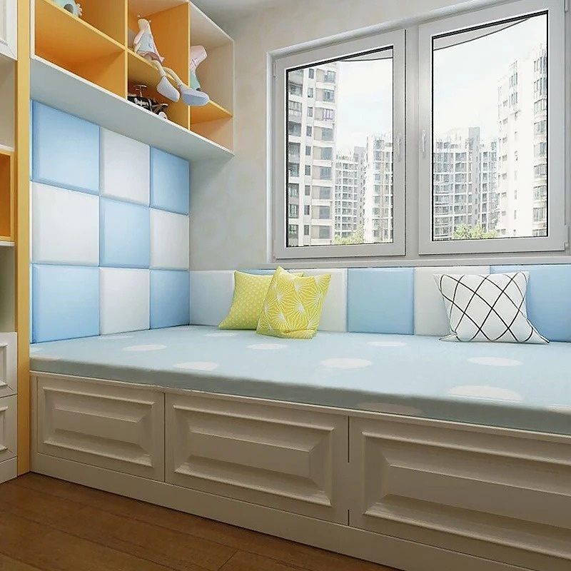 3D Candy Color Self Adhesive PE Foam Wall Sticker/ Waterproof Headboard Decorative Wallpaper/ DIY Wall Decal Stickers Used for Living Room Bedroom Kids Room Nursery Home Decor Wall Decorations