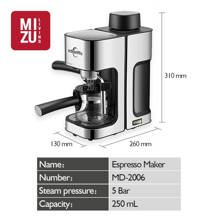 EDOOLFFE MD-2006 Affordable 5 Bar Espresso Maker Mesin Kopi Espresso