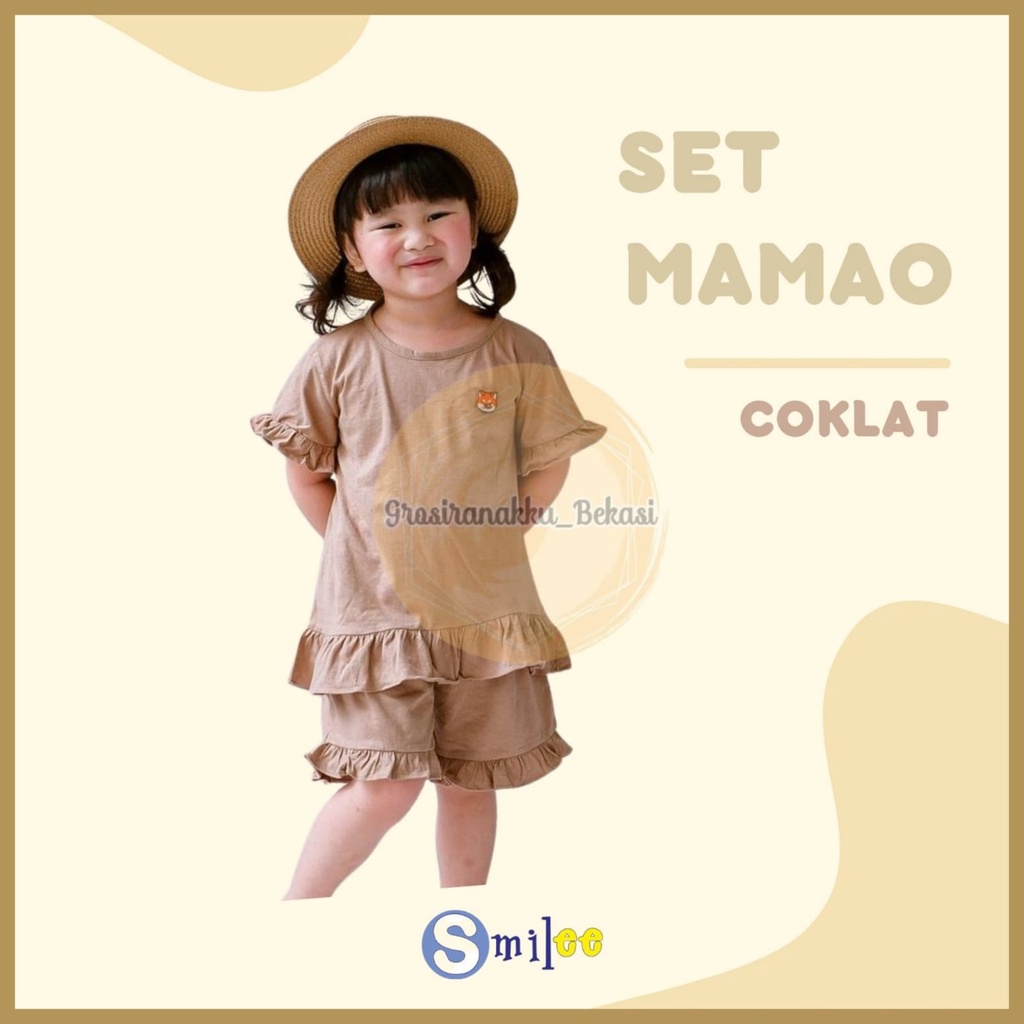 Setelan Anak Kaos Smilee Mamao Coklat Size 1-5Tahun