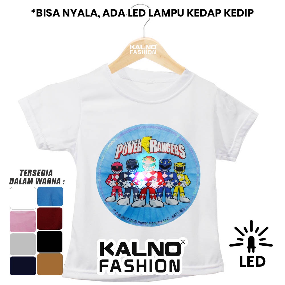 Baju  power ranger 5 PR442 LED umur 1 - 7 tahun Randoom Ukuuran S M L XL Bahan Katun anak karakter polyester