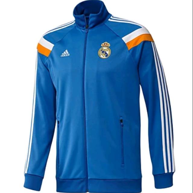 Jaket Real Madrid 2013 2014 Grade Ori warna biru stripe orange putih limited stock