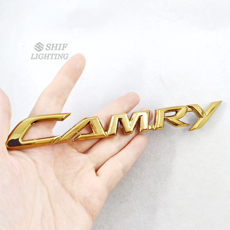 1pc Stiker Emblem Logo Camry Bahan Abs Warna Emas Untuk Bagasi Belakang Mobil Toyota Camry