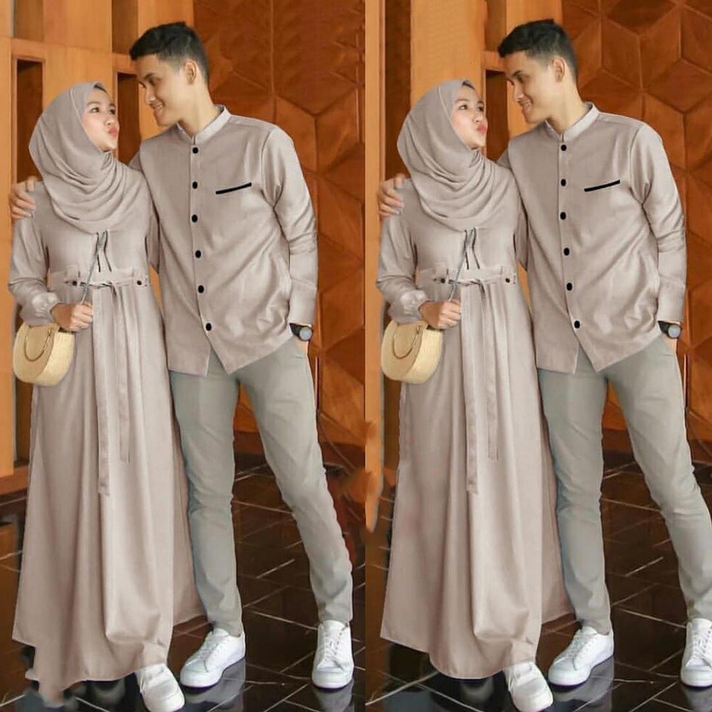 baju couple pasangan kondangan wanita set couple suami istri kapelan pacar keluarga gamis lebaran kapel kekinian