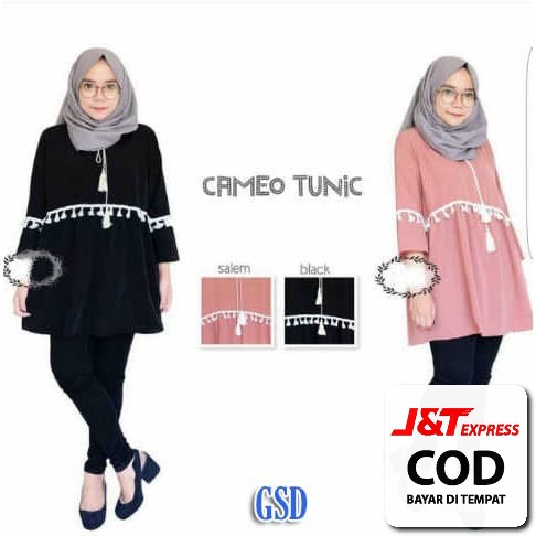 Tunik Wanita Remaja Terbaru 2020 Modern Kekinian Raka Tunik Abstr YP386  Cameo / / - Hitam