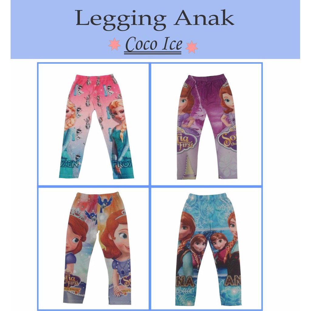 Legging Anak perempuan 4 / 6 / 8 tahun Size (8-14) Frozen Leging anak cewe lejing kaos gg Sofia kids