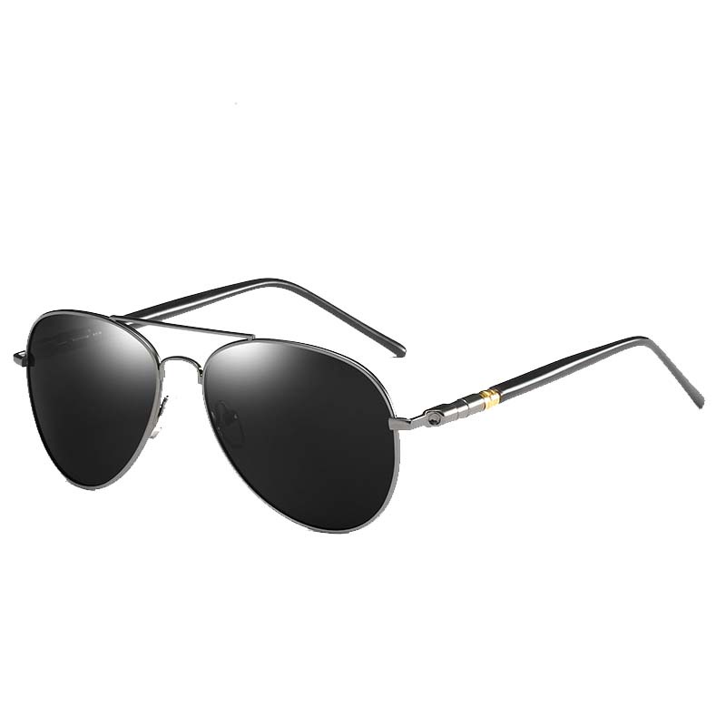 209/KACAMATA POLARIZED PRIA WANITA AVIATOR RETRO/KACAMATA MEMANCING DAN BERKENDARA SIANG HARI-GUN BLACK