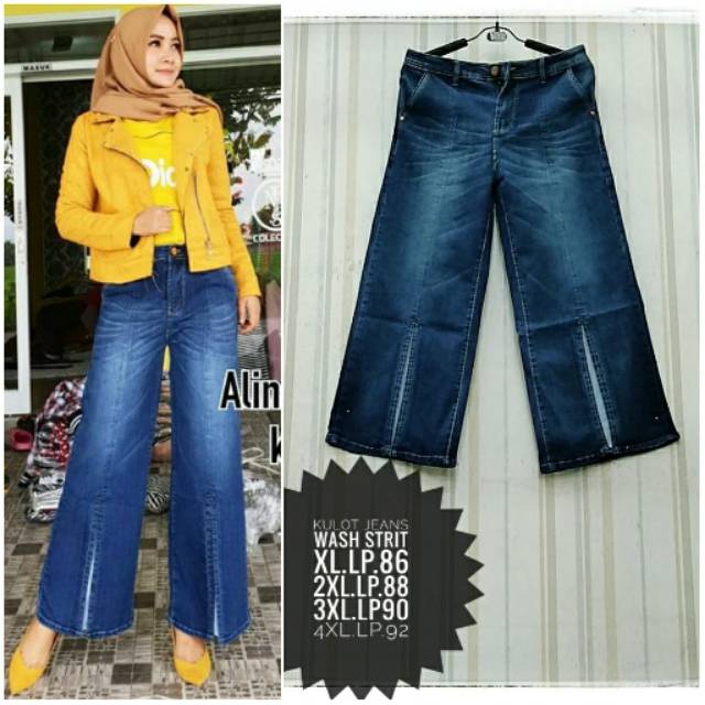 VJ KULOT JEANS BELAH DEPAN DARKWASH