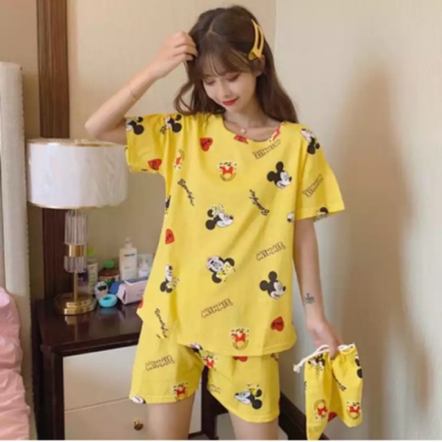 JC- Stelan Tidur  Import 3/4 Free pouch / Stelan wanita terbaru / Piyama wanita HP