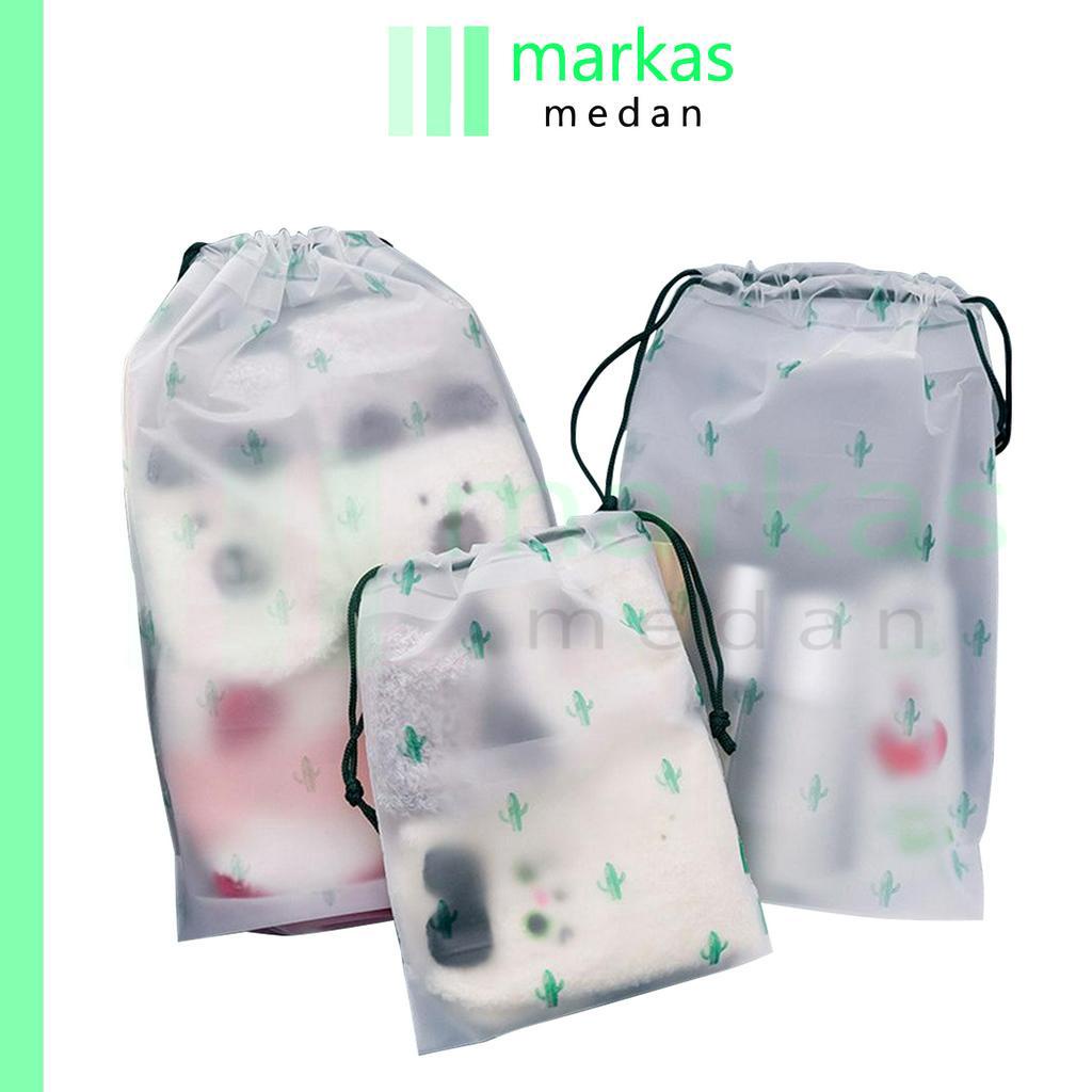 Markasmedan21 - Pouch Brown Cat Kaktus Kecil Organizer Bag Tas Kosmetik Transparan Makeup Pouch