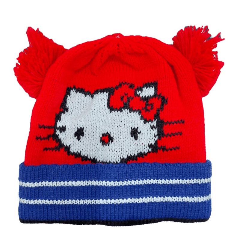 Kupluk Rajut Anak / Bayi Model Pompom Karakter Hello Kitty Laki Perempuan Usia 6 Bulan - 3 Tahun