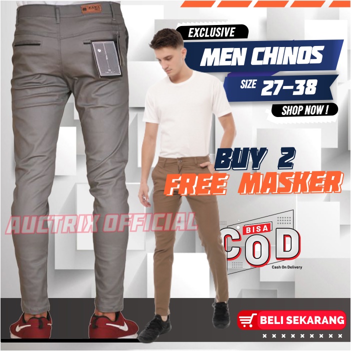 TERLARIS CELANA CHINO CHINOS ORIGINAL PRIA SLIM FIT STRETCH CASUAL FORMAL PREMIUM