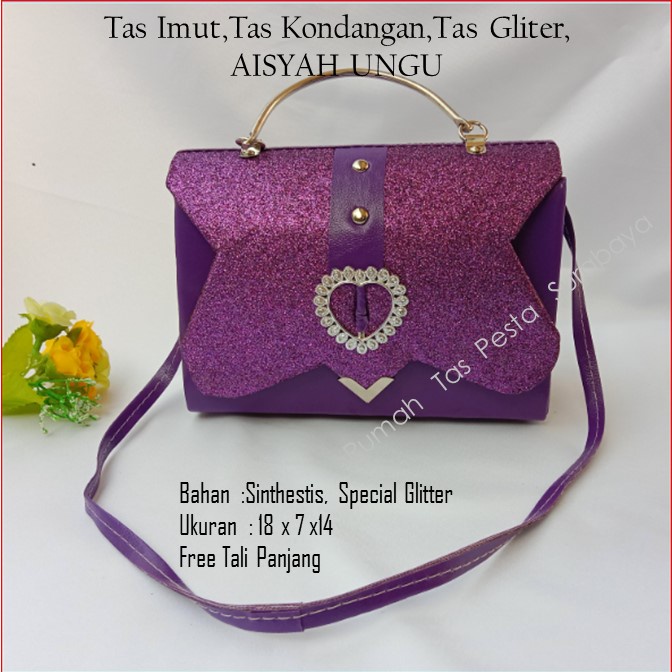 Tas Imut,Tas Kondangan,Tas Gliter,AISYAH UNGU