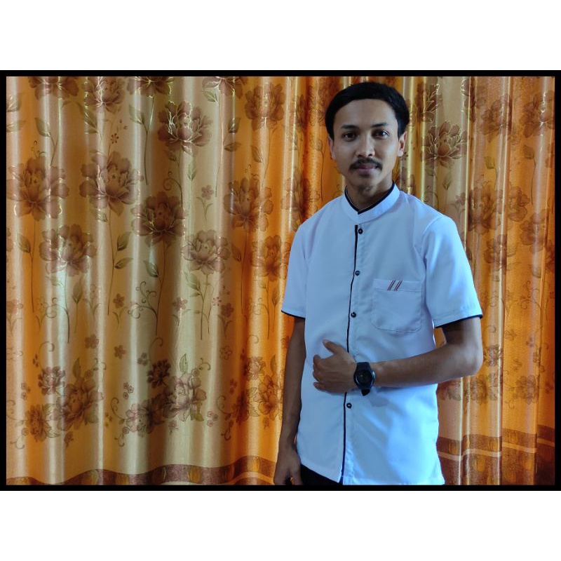 baju koko simple tangan pendek kancing dewasa M L XL XXL