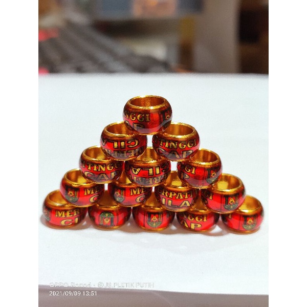 15 butir Ring merpati donat gold merah transparan