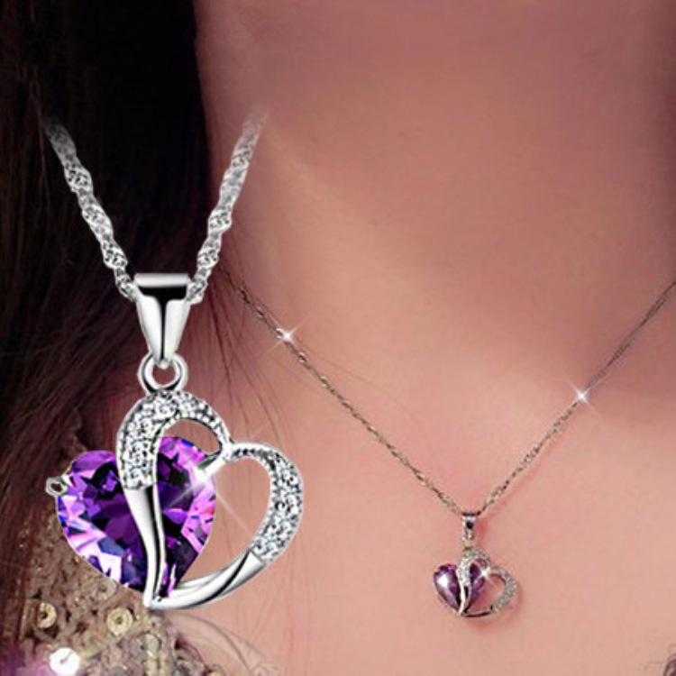 Kalung love hati diamond model jepang terbaru