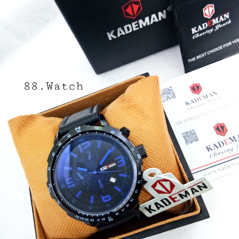 JAM TANGAN PRIA KADEMAN TALI KULIT 100%ORIGINAL FREE BOX
