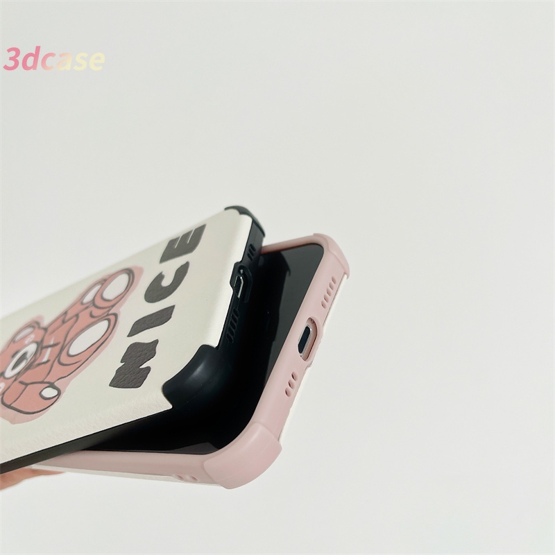 Soft Case TPU Motif Nice Beruang Untuk Compatible For IPhone 11 PRO MAX 6 7 6S 8 Plus 12 mini 12 pro max X Se 2020 XR XSMAX 6SPlus 7Plus 6Plus 8Plus XS A7 A5S A12 A9 2020 A5 2020 A54 A15 A15S Lamb Skin leather Camera Lens Protection Phone Case