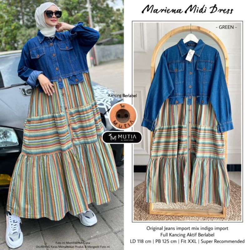 MARIENA MIDI DRESS BY MUTIA (DRESS MUSLIMAH) Midi jeans wanita rekomended