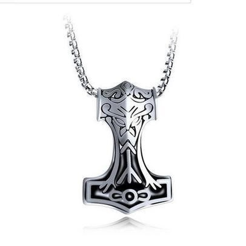 Kalung Liontin Palu Thor Gaya Nordic Untuk Pria