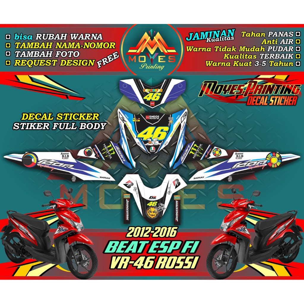 Decal Stiker Motor Beat Esp Fi Stiker Fullbody Vareasi VR 46