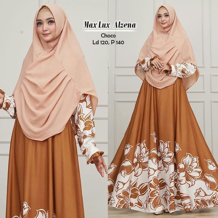Fashion Muslim Baju Gamis Busana Muslim 122023 SYARI MAXMARA LUX ALZENA COKLAT