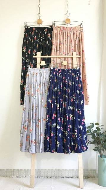 pleats skirt Peony/rok prisket motif