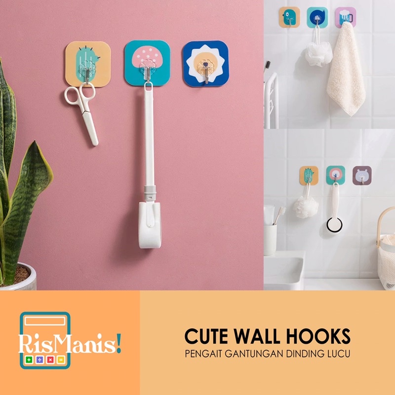 CUTE WALL HOOKS - Cantolan Pengait Baju Gantungan Dinding Hiasan Kamar Dapur Toilet Motif Hewan Lucu