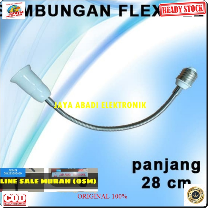 G387 ORIGINAL 28 CM SAMBUNGAN RUMAH LAMPU E27 EXTENSION STEKER SAKLAR FLEXSIBEL COLOKAN LISTRIK SETRUM PITING PEMANJANG SOCKET SOKET ULIR KEPITING STOP KONTAK LOYAL TERMINAL CABANG PENAMBAH KUNINGAN TEMBOK DINDING ON OFF COLOK LAMP FITING BOHLAM LED TES