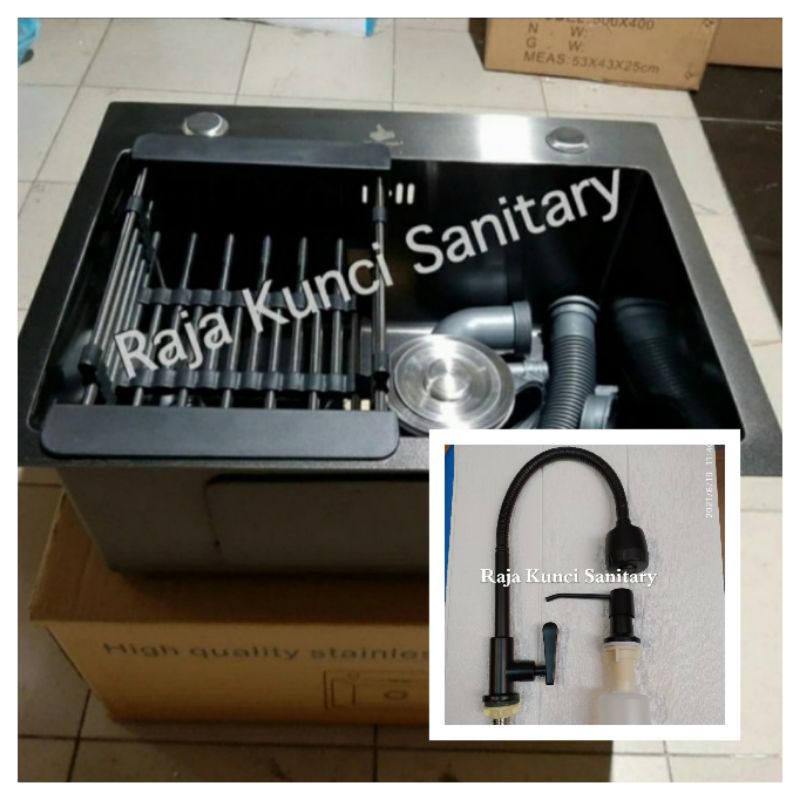 Kitchen Sink Golden Hand 5040 Hitam/Black/Paket Lengkap Kitchen Sink Golden Hand 5040 Black By Onan