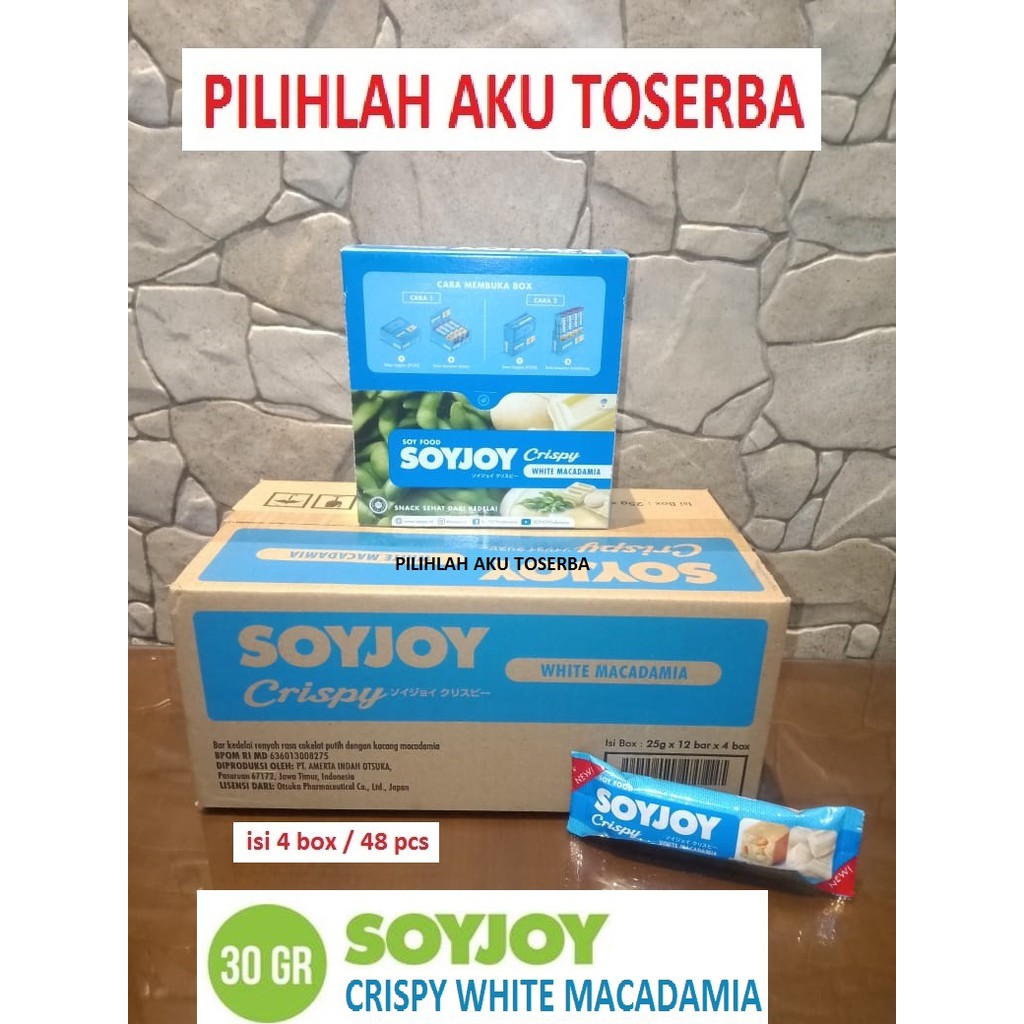 SOYJOY CRISPY WHITE MACADAMIA 25 gr - (HARGA 1 KARTON ISI 4 BOX / 48 pcs)