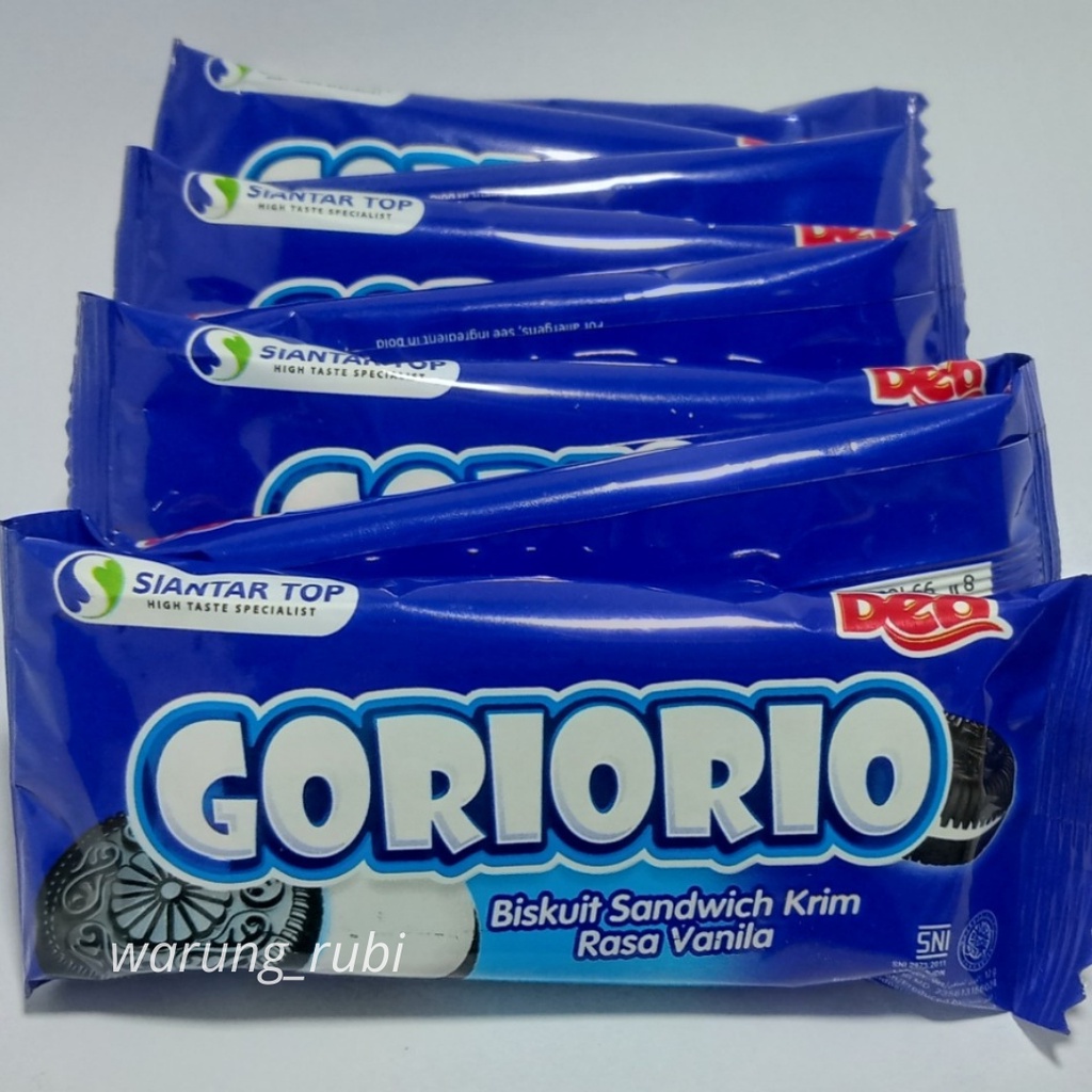 Goriorio 12 gram, Harga 1pcs. Biskuit Sandwich Krim rasa Vanila Chiki Jajanan jadul Chiki Makanan ri