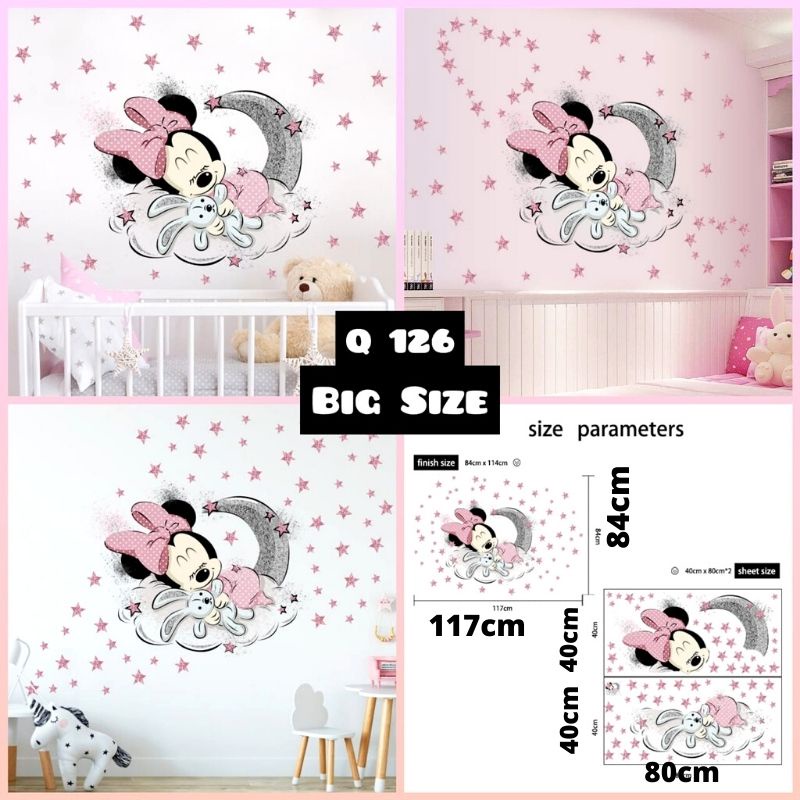 WALLSTICKER WALL STICKER STIKER DINDING WALLSTIKER MICKEY MINIE MOUSE DISNEY THE POOH KARAKTER ANAK