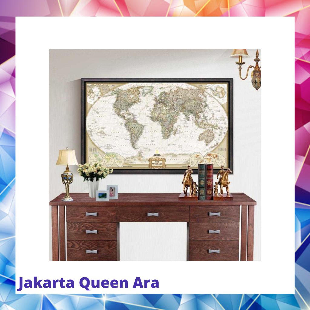 Poster Peta Dunia Large Vintage World Map 104 x 69 cm - N40