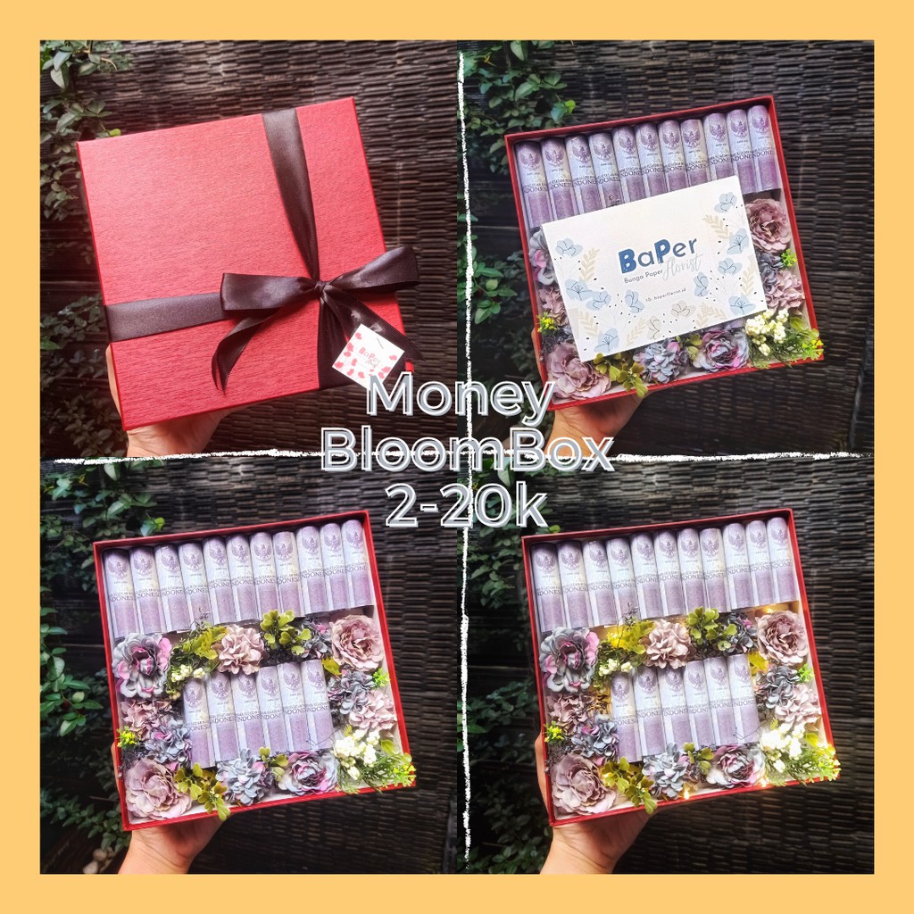 Money Bloom Box / Money Flower Box 2-20k (wisuda/hadiah/ultah)