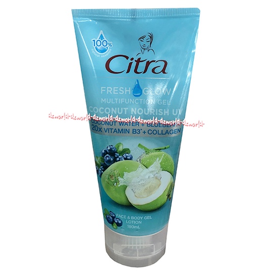 Citra Fresh Glow 180ml Multifunction Gel Coconut Nourish Tomato Aloe Vera Face &amp; Body Gel lotion Ringan Tidak lengket Di Kulit Muka