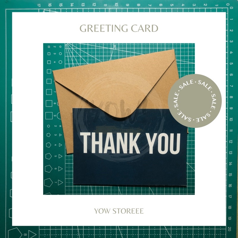 

[YOW CARD] Kartu Ucapan dengan Amplop Kraft Coklat / Greeting Card with Brown Kraft Envelope - Thankful for You / Thank You Card / Black Simple Thank You Card / Token of Appreciation Edition - YOW STOREEE