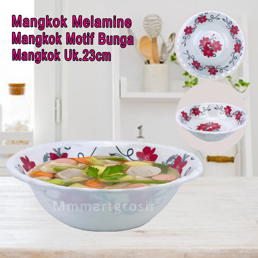 Mangkok Melamine / Mangkok Hugi / Mangkok Motif Bunga / Uk.23cm