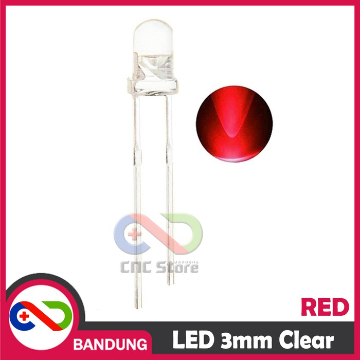 10PCS LED 3MM F3 SUPER BRIGHT RED MERAH CLEAR