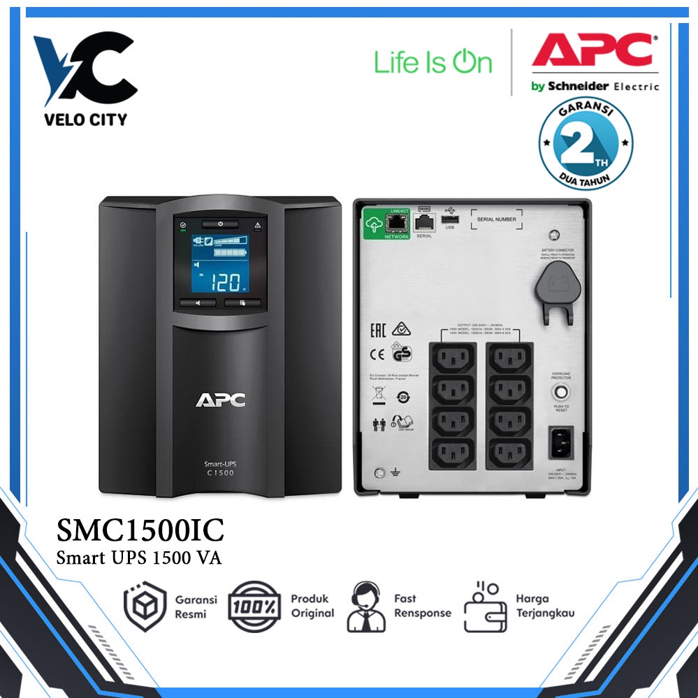 APC SMC1500iC Smart Connect UPS Tower 1500VA 900watt LCD Garansi Resmi