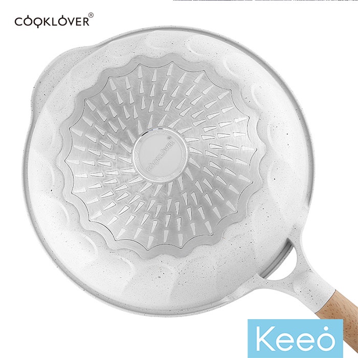 Cooklover 24 cm Wajan Penggorengan Anti Lengket Granit dgn Tutup (Deep Fry Pan) Putih