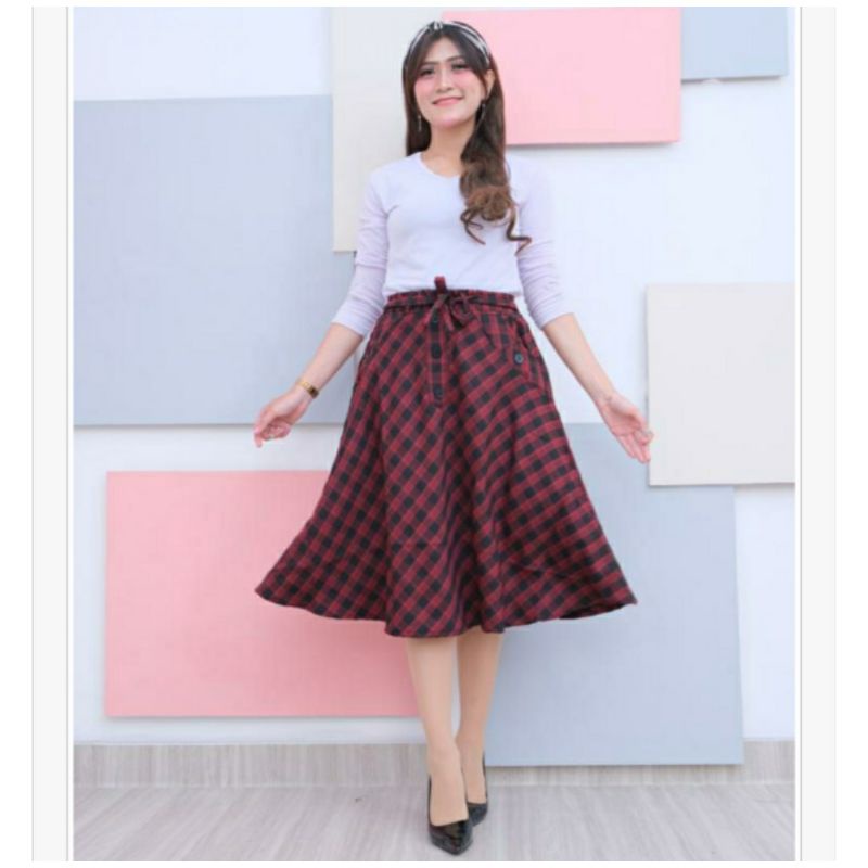ROK PAYUNG KOTAK/MAXI SKIRT/ROK PAYUNG PANJANG/KLOK LEBAR-maroon pdk sw
