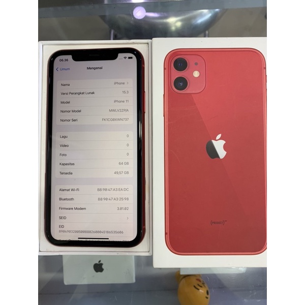 iPhone 11 64GB ReD Resmi Apple Singapore Second hand Fullset Lengkap Asli Bukan Oem/dilengkapi