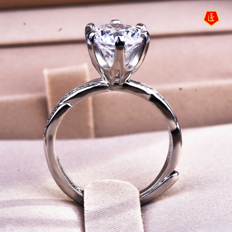 [Ready Stock]Simple Moissanite Ring Pt950 Fashion Special-Interest