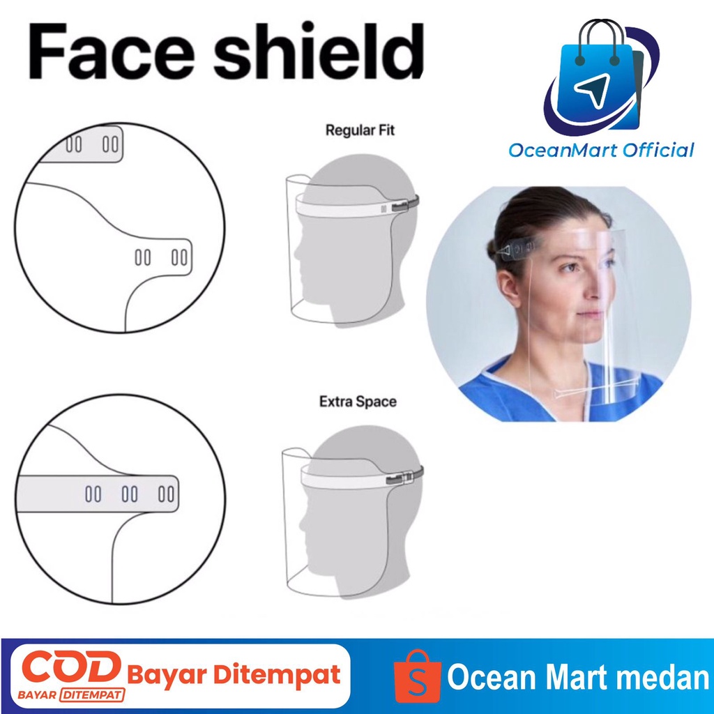 Face Shield Face Mask Pelindung Wajah APD Masker Medis Dewasa Bening Premium Quality OCEANMART OCEAN MART