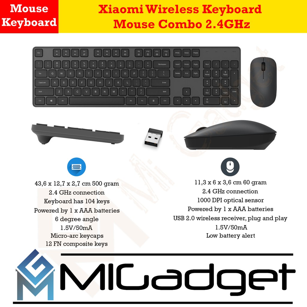 Wireless Keyboard Mouse Combo 2.4GHz - WXJS01YM