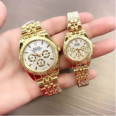 Jam Tangan Pria/Wanita/Couple Rolex Crono Off Case Gold